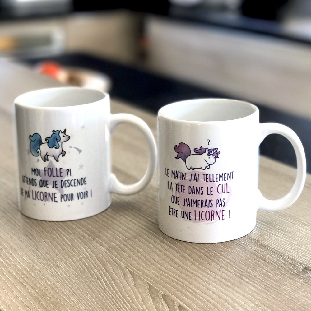 Tasse drôles Set 2 mugs Humour Licorne 15 95