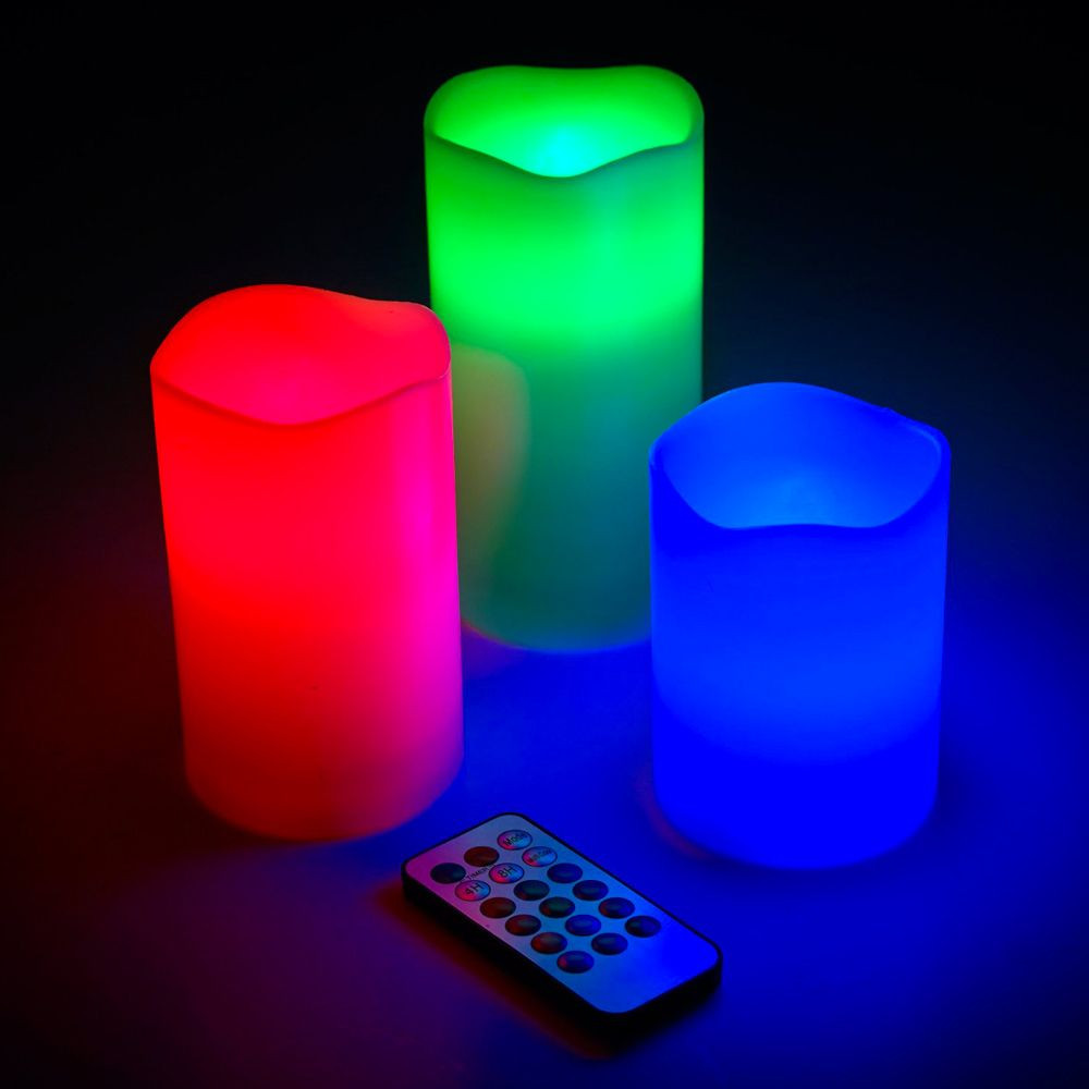 Coffret de 3 bougies LED + télécommande - Bougies fantaisies - Décomania