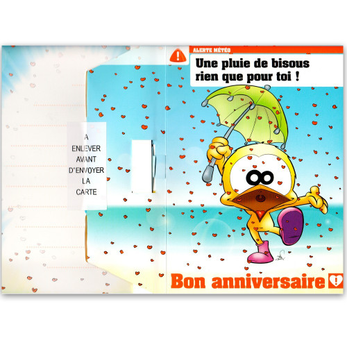 Carte anniversaire lance confettis "Pluie de bisous"
