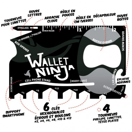 Carte Ninja multi outils 18 en 1