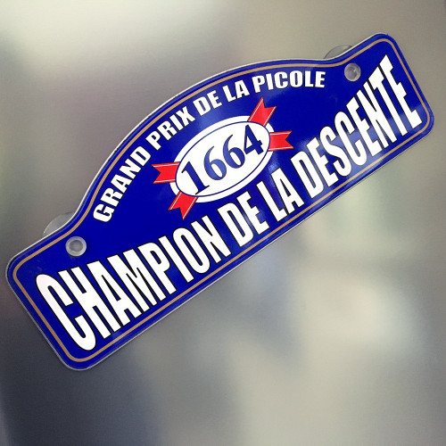 Plaque Rallye Champion de la descente