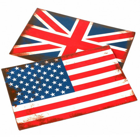 2 plaques métal vintage Drapeau