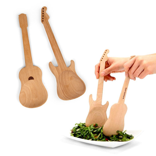 Set de 2 Cuillères en Bois Guitare – Cuillères de Cuisine Rock - Mycrazystuff
