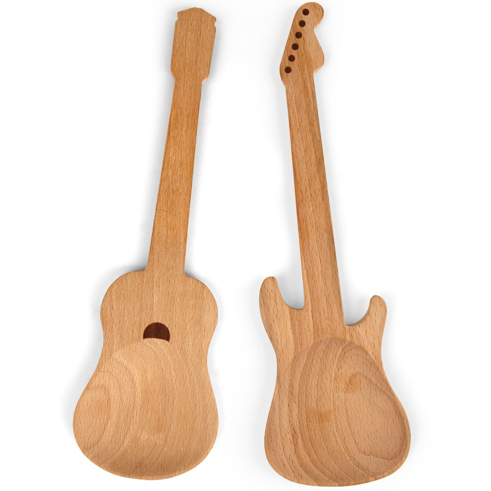 Set de 2 Cuillères en Bois Guitare – Cuillères de Cuisine Rock - Mycrazystuff