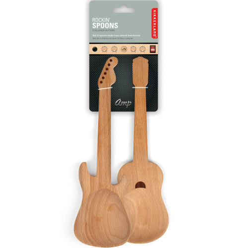 Set de 2 Cuillères en Bois Guitare – Cuillères de Cuisine Rock - Mycrazystuff