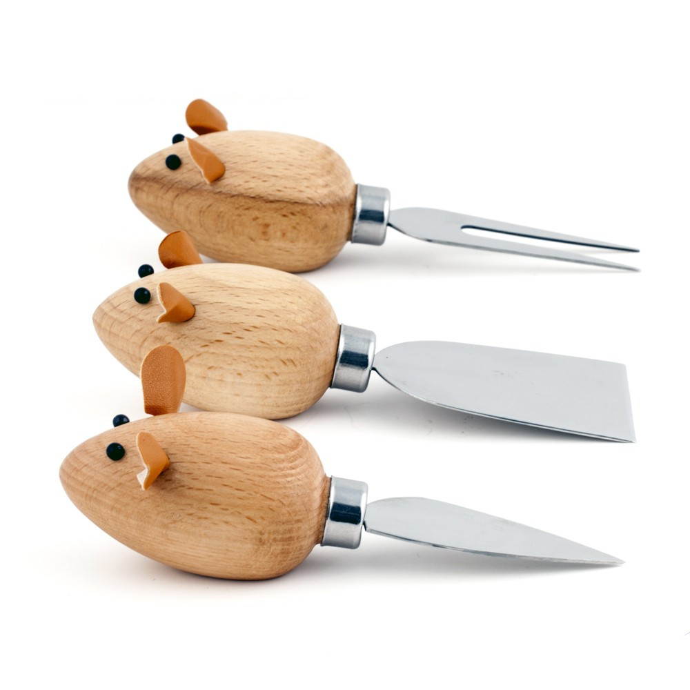 Set de 3 Couteaux à Fromage Souris – Couverts à Fromage Originaux - Mycrazystuff