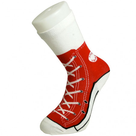 Chaussettes style basket converse rouge