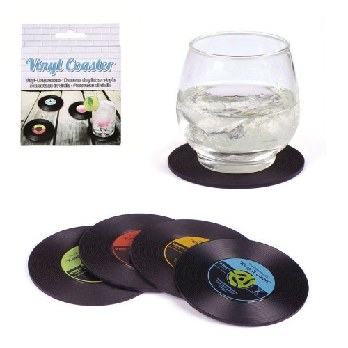 4 Dessous de Verre Vinyle – Mini Disques 45 Tours Vintage - Mycrazystuff