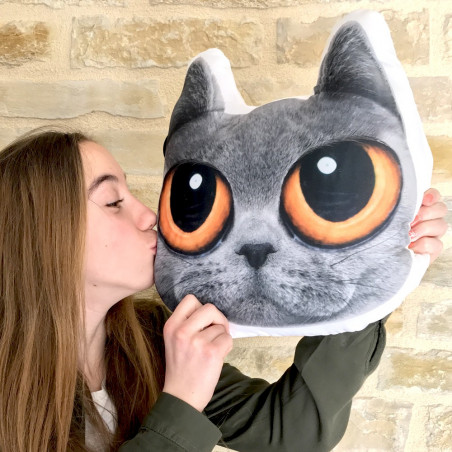 Coussin tête de chat