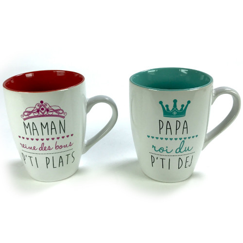 Coffret mugs Papa roi et Maman reine
