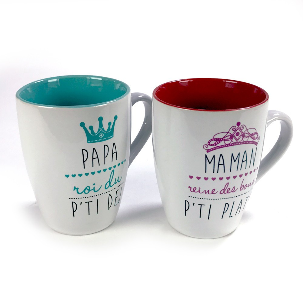 Coffret mugs Papa roi et Maman reine