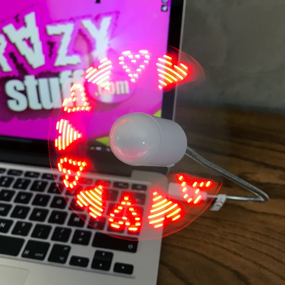 Mini ventilateur USB - Tige flexible - Avec message LED lumineux ' I LOVE  YOU