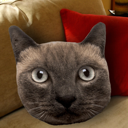 Coussin tête de chat réaliste