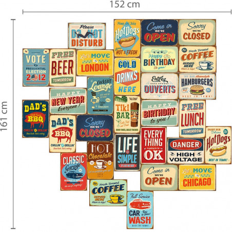Mur de stickers effet plaque métal vintage