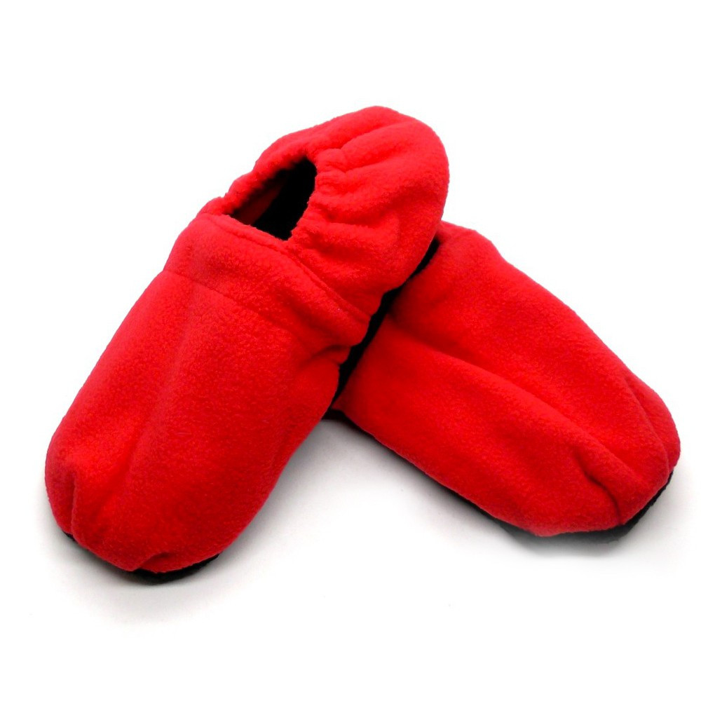 Pantoufles, chaussons chauffants micro-ondes rouges - bouillotte micro ondes