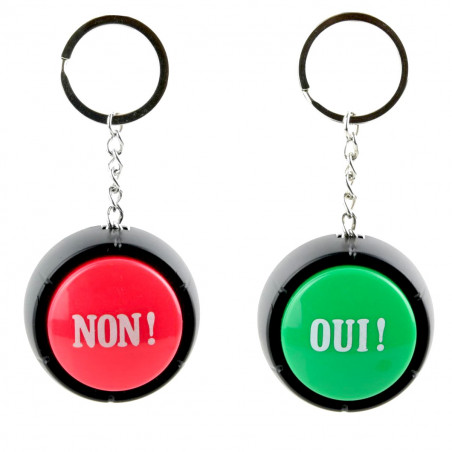 Lot de 2 porte-clés boutons Buzzer Oui et Non