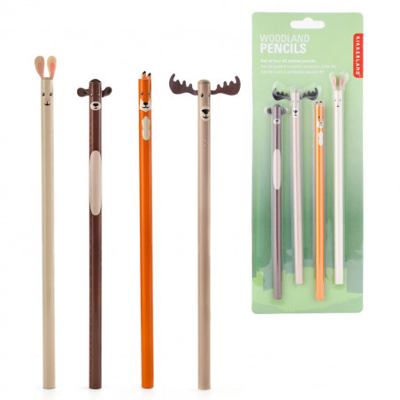 Lot de 4 crayons animaux de la forêt