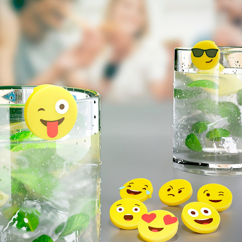 Promo 8 Marque-verres Emoji En Silicone Chez Mathon