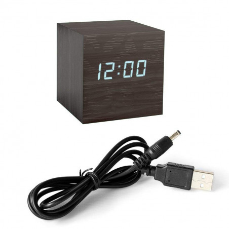 Horloge réveil bois