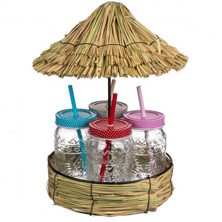 Paillotte à cocktail 4 Mason Jar