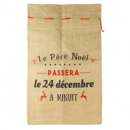 Lot de 3 hottes à cadeaux du père noël en jute