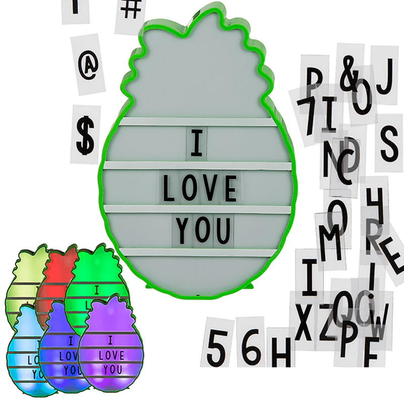 Ananas lightbox multicolore, lampe à messages