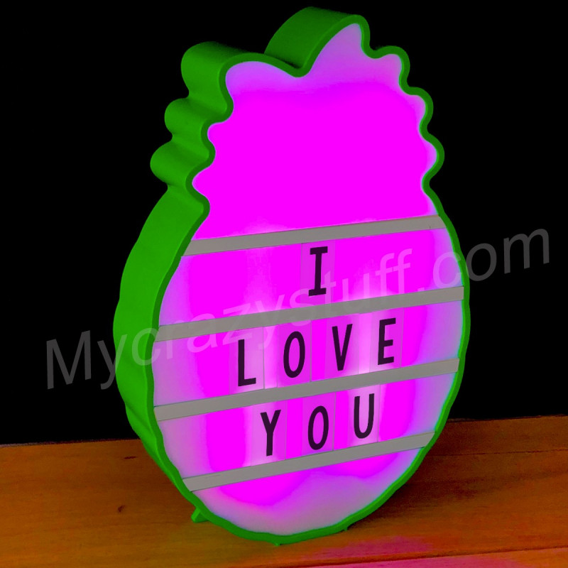 Ananas lightbox multicolore, lampe à messages