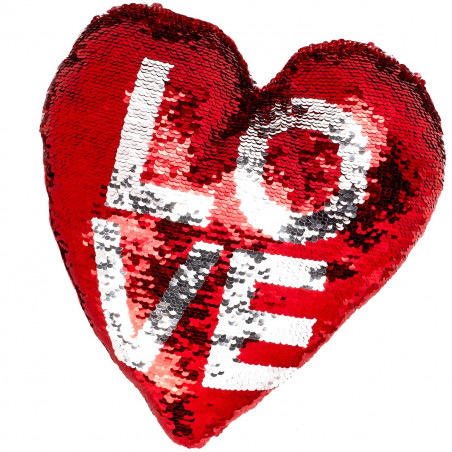 Coussin coeur LOVE sequins