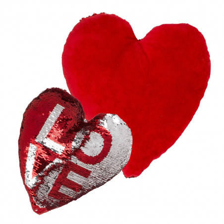 Coussin coeur LOVE sequins