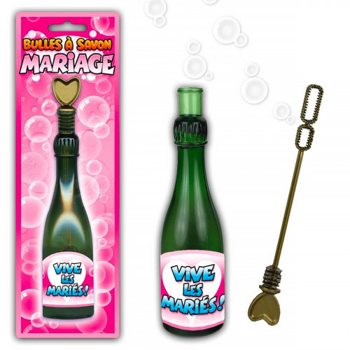 Lot de 12 Bouteilles de champagne bulles de savon Vive les mariés