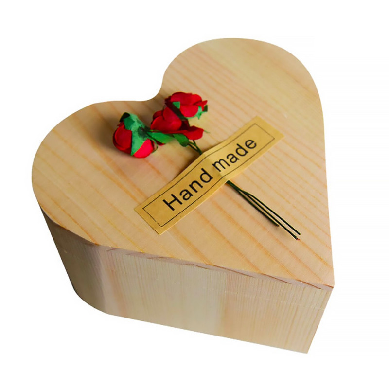 Coffret bois coeur rose savon
