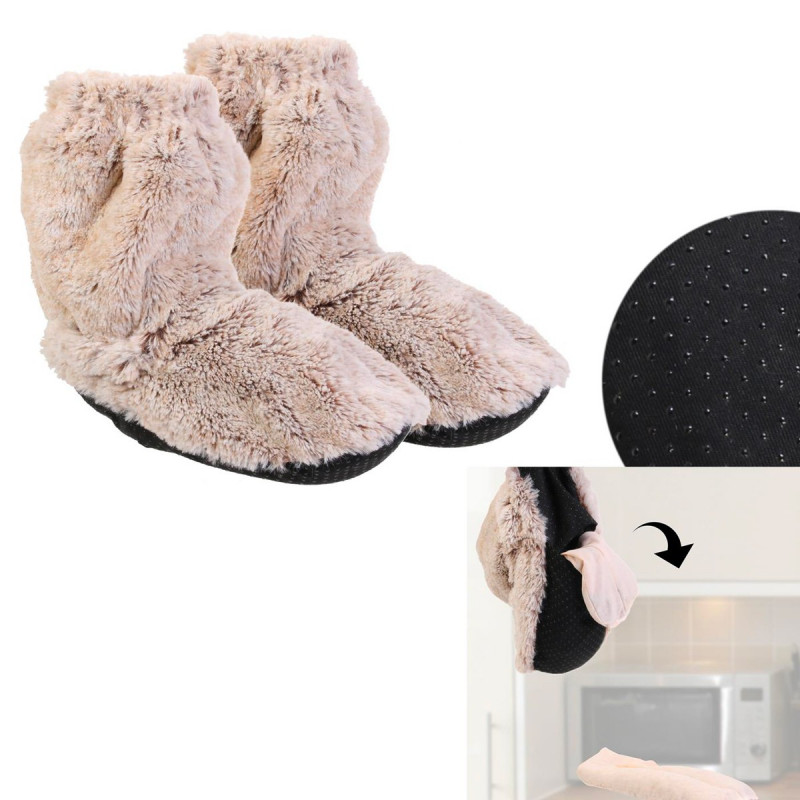 Chaussons chauffants en fourrure
