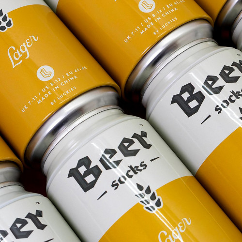Canette chaussettes bière