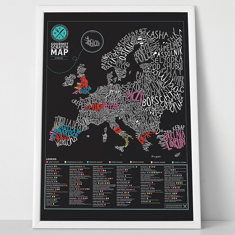 Carte d'Europe à gratter pour les gourmets