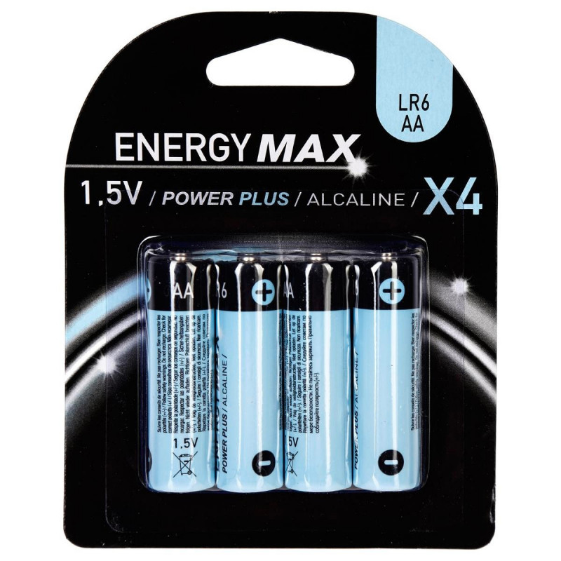 Vente 4 piles Alcalines AA (LR6) sans mercure ni cadmium.