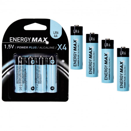 Vente 4 piles Alcalines AA (LR6) sans mercure ni cadmium.