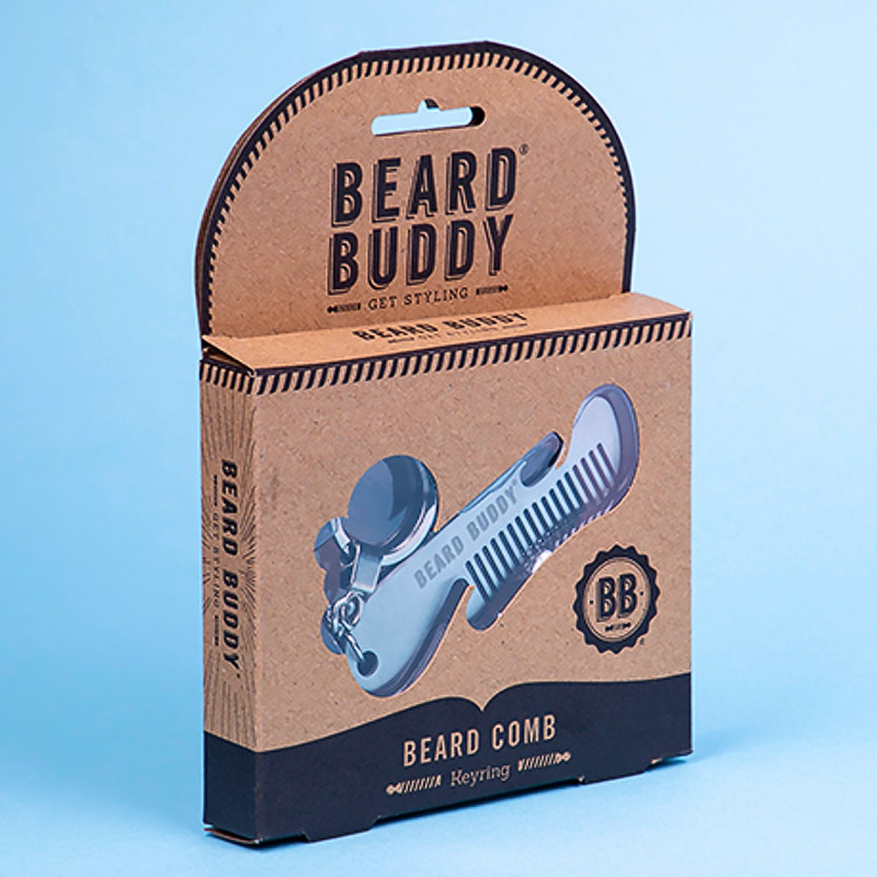 Porte-clés peigne à barbe et décapsuleur