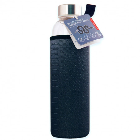 Bouteille en verre avec housse serpent