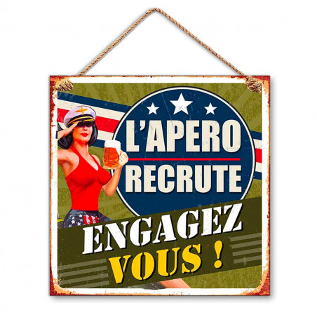 Plaque métal l'apéro recrute...