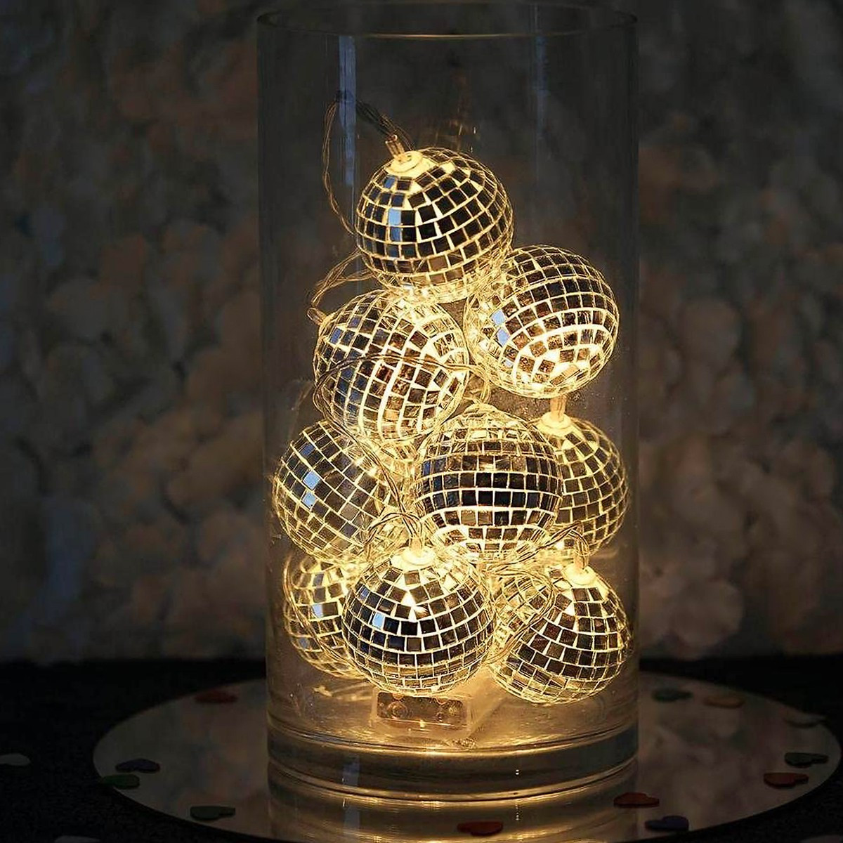 YYGQDR Guirlande lumineuse à boules à facettes avec 10 boules à facettes  fonctionnant à piles