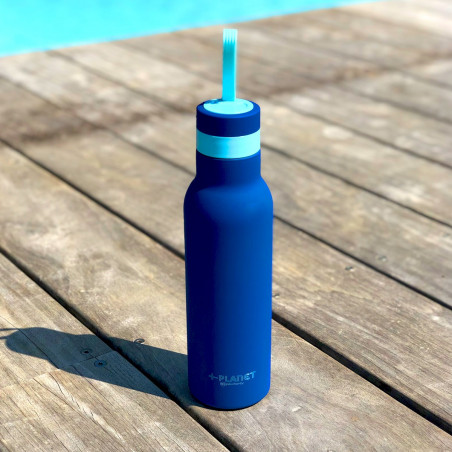 Bouteille isotherme bleue +Planet