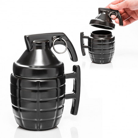 Mug grenade et son couvercle à goupille