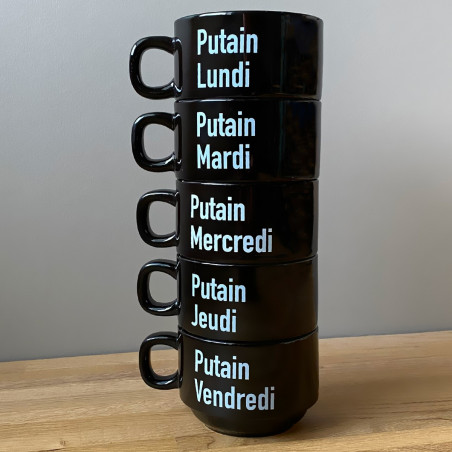 Set de 5 tasses Putain de semaine