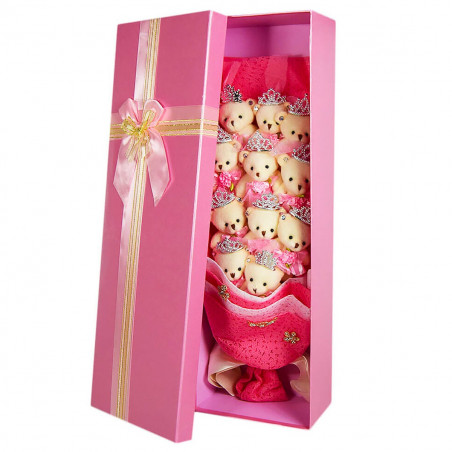 Coffret Bouquet d'oursons peluche