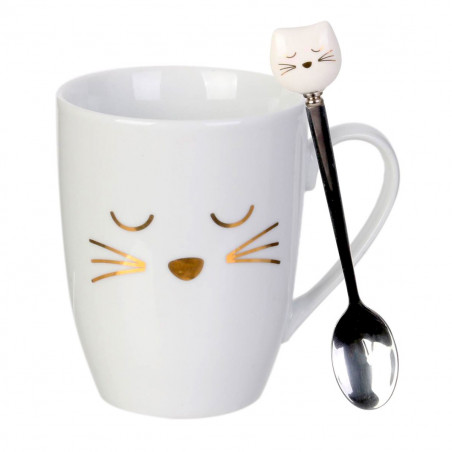 Coffret mug et cuillère chat