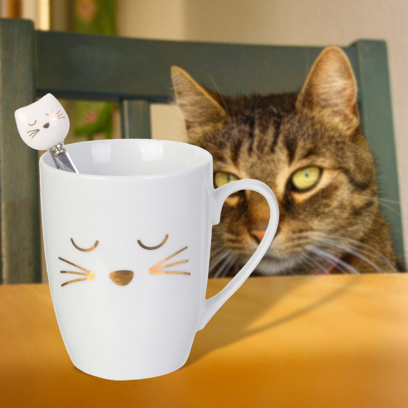 Coffret mug et cuillère chat