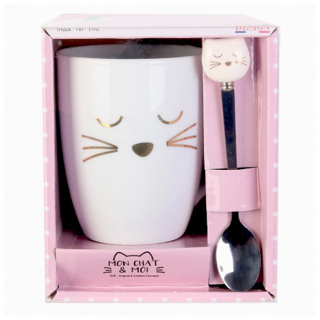 Coffret mug et cuillère chat