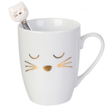 Coffret mug et cuillère chat
