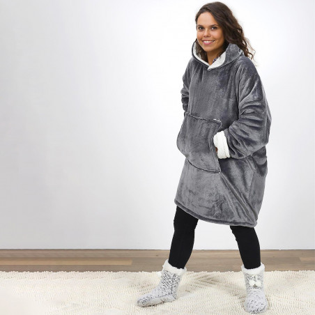 Sweat Plaid géant à capuche