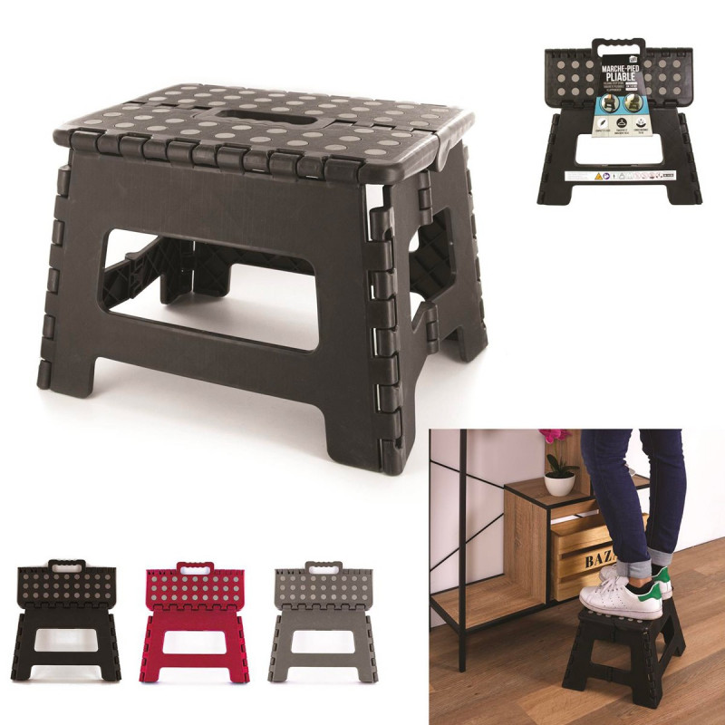 Tabouret Marchepied Pliant 39 Cm - Aide à La Montée, Pliable, Compact, Noir